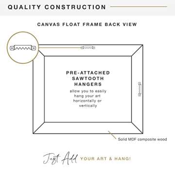 MCS Canvas Float Frames 11x14 Frame, Black Frame for Finished Canvases, Vertical & Horizontal Wall Hanging Large Frame with Adhesive for Canvas Paintings (1-Pack)