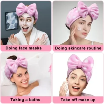 Shintop Soft Carol Fleece Bow Makeup Hair Band - Cute & Functional
