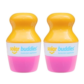 Solar Buddies Sunscreen Applicator - Pink Pack of 4 - BPA-Free Refillable Roll on Sponge Sunscreen, ...