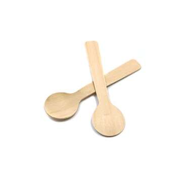 COOBL 3.9 Inches Mini Kitchen Wooden Ice Cream Dessert Spoons Disposable Wood Cutlery Tableware,Pack of 100