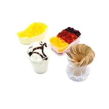 COOBL 3.9 Inches Mini Kitchen Wooden Ice Cream Dessert Spoons Disposable Wood Cutlery Tableware,Pack of 100