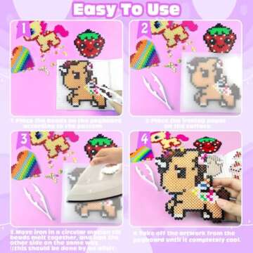 Fuse Beads Kit - 48 Colors 5mm Fuse Beads Set with Pegboards, Ironing Papers and Accessories, Fuse Beads 2 Boxes, DIY Craft Kits for Kids, Arts and Crafts Gifts for Girls & Boys Christmas Birthday