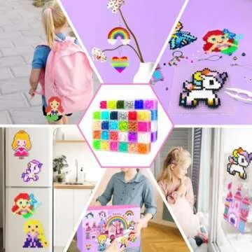 Fuse Beads Kit - 48 Colors 5mm Fuse Beads Set with Pegboards, Ironing Papers and Accessories, Fuse Beads 2 Boxes, DIY Craft Kits for Kids, Arts and Crafts Gifts for Girls & Boys Christmas Birthday