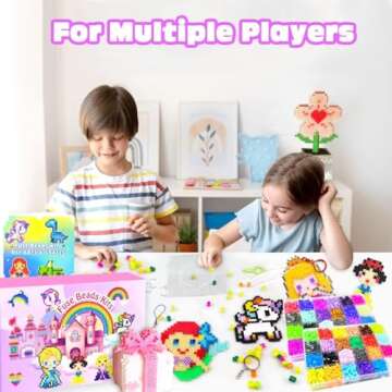 Fuse Beads Kit - 48 Colors 5mm Fuse Beads Set with Pegboards, Ironing Papers and Accessories, Fuse Beads 2 Boxes, DIY Craft Kits for Kids, Arts and Crafts Gifts for Girls & Boys Christmas Birthday