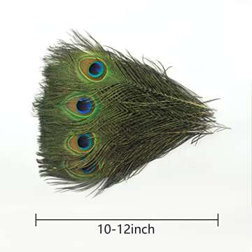 THARAHT 12pcs Peacock Feather Natural in Bulk 10-12 inch 25-30cm for Craft Vase Wedding Home Party C...