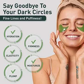 Green Tea Matcha Firming Eye Mask - 30 Pairs Collagen Patches for Fine Lines, Wrinkles, Under Eye Ba...