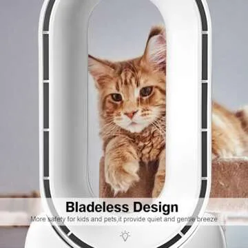 CONBOLA Desk Bladeless Fan, 11.8 inch Small Quiet Office Fan with 5 Colors LED Light, Touch Control, 3 Speed Adjustment, Small Personal Cooling Fan Usb Table Fan for Bedroom, Home, Office