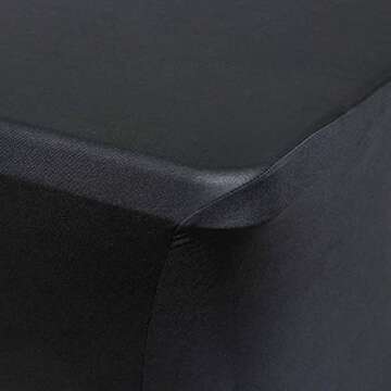 Obstal 8ft Stretch Spandex Table Cover for Standard Folding Tables - 2 Pack Universal Rectangular Fitted Tablecloth Protector for Wedding, Banquet and Party, Black