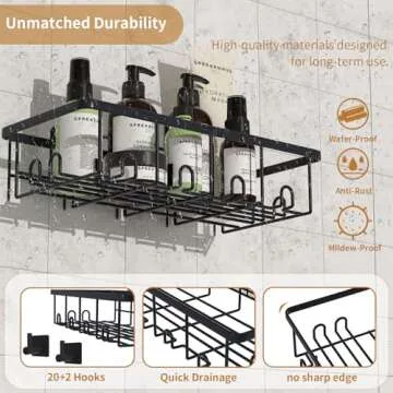 TDFERAN Shower Shelves 6 Pack, Adhesive Shower Caddy, Rustproof Stainless Steel Large Capacity Shelv...