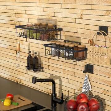 TDFERAN Shower Shelves 6 Pack, Adhesive Shower Caddy, Rustproof Stainless Steel Large Capacity Shelves for Bathroom Organizer, Shower Caddy Apartment, No Drilling Shelves for Bathroom Storage