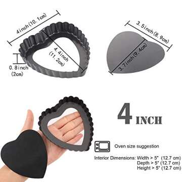 Gutsdoor Mini Tart Pan 4 Inch Heart Shape with Removable Bottom Quiche Pan Nonstick Round Quiche Pie...