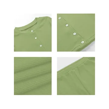 LilyCoco Women's Ribbed 2 Piece Outfits Short Sleeve Crop Top with High Waist Biker Shorts