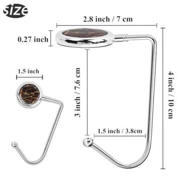 Cheliz Purse Hook Set of 3 - Hanger Table Hanger Holder Womens Bag Storage (long3-Marble)