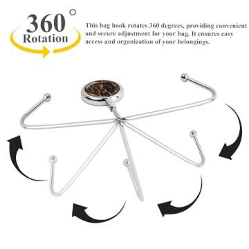 Cheliz Purse Hook Set of 3 - Hanger Table Hanger Holder Womens Bag Storage (long3-Marble)