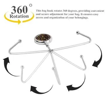 Cheliz Purse Hook Set of 3 - Hanger Table Hanger Holder Womens Bag Storage (long3-Marble)