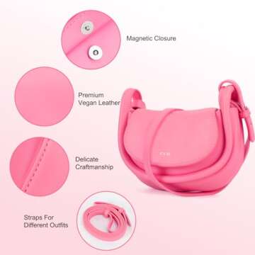STAISE Designer Shoulder Bags for Women, Mini Crossbody Purse, Small Trendy Handbag Clutches (Pink)