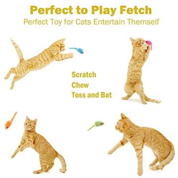 MeoHui Fur Mice Cat Toys, Rattling Catnip Cat Toys Mice, 5.5” Real Little Mice Size Cat Mouse Toys with Rattle Sound, Catnip Prefilled Cat Mice Toy for Indoor Cats Kitten Interactive Play Fetch