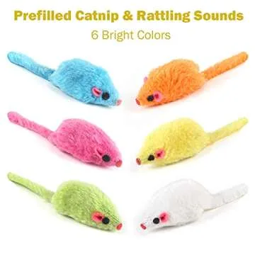 MeoHui Fur Mice Cat Toys, Rattling Catnip Cat Toys Mice, 5.5” Real Little Mice Size Cat Mouse Toys with Rattle Sound, Catnip Prefilled Cat Mice Toy for Indoor Cats Kitten Interactive Play Fetch