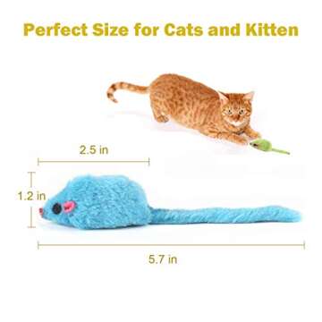 MeoHui Fur Mice Cat Toys, Rattling Catnip Cat Toys Mice, 5.5” Real Little Mice Size Cat Mouse Toys with Rattle Sound, Catnip Prefilled Cat Mice Toy for Indoor Cats Kitten Interactive Play Fetch