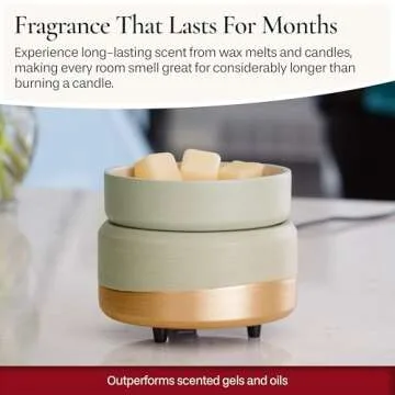 CANDLE WARMERS ETC 2-in-1 Candle and Fragrance Warmer for Warming Scented Candles or Wax Melts and Tarts with to Freshen Room, Midas