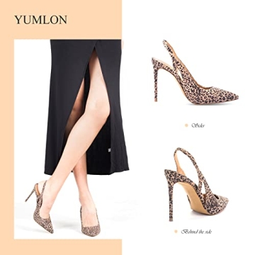 Yumlon Women's Leopard High Heels - 4.5 Inch Comfort Pumps