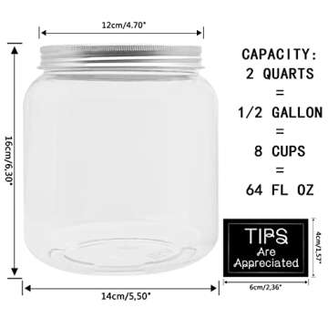 Mczxon Large Coin Jar Bank, Big Clear Plastic Coin Money Tip Change Saving Piggy Jar with Silver Slo...