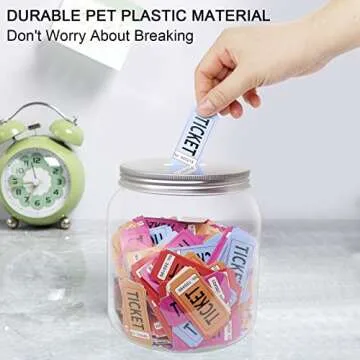 Mczxon Large Coin Jar Bank, Big Clear Plastic Coin Money Tip Change Saving Piggy Jar with Silver Slotted Lid, Large Plastic Coins Piggy Money Change Clear Bank Jar for Adults Teens Kids Girls Boys