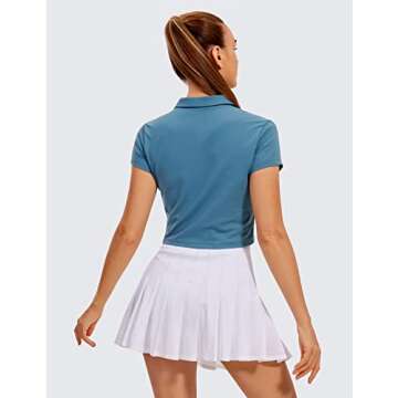 CRZ YOGA Workout Short Sleeve Shirts for Women Golf Polo Shirt Crop Tops Tennis Athletic Sports T-Sh...