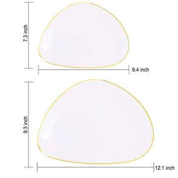 Supernal 60pcs White Gold Plastic Plates - Ideal for Weddings & Parties