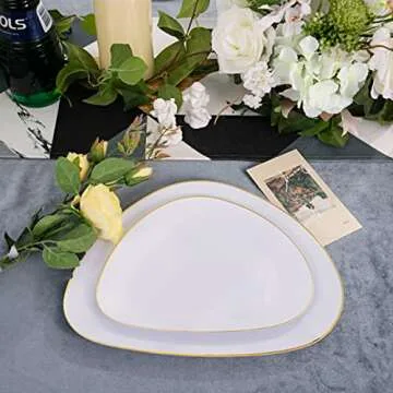 Supernal 60pcs Gold Plastic Dinnerware for Weddings