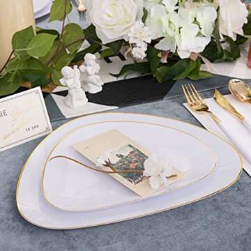 Supernal 60pcs Gold Plastic Dinnerware for Weddings