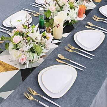 Supernal 60pcs Gold Plastic Dinnerware for Weddings