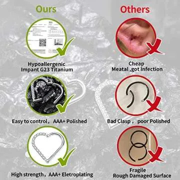 VOJO 16G G23 Titanium Daith Piercing Jewelry Heart Clicker Cartilage Tragus Earring for Women (8mm,For Right Ear Silver)