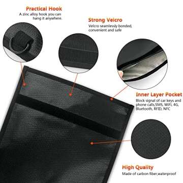 Faraday Bag, Faraday Bag for Car Keys & Tablets & Laptops, Faraday Cage, Key Fob Protector, Cell Pho...