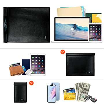 Faraday Bag, Faraday Bag for Car Keys & Tablets & Laptops, Faraday Cage, Key Fob Protector, Cell Phone Signal Jammer, EMP Protection, RFID Bag, EMP Bags for Electronics(5 Pack)