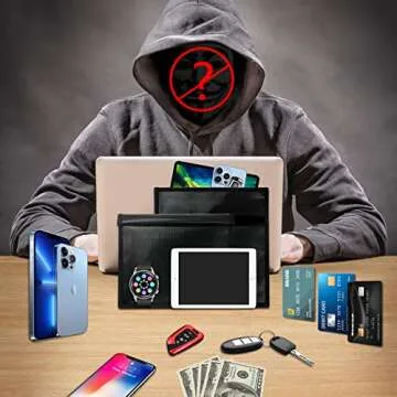 Faraday Bag, Faraday Bag for Car Keys & Tablets & Laptops, Faraday Cage, Key Fob Protector, Cell Phone Signal Jammer, EMP Protection, RFID Bag, EMP Bags for Electronics(5 Pack)