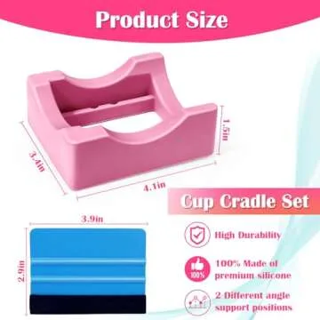 Mity rain Cup Cradle for Tumblers, Sturdy Tumbler Cradle with Felt Squeegee Use to Apply Vinly Decal - Keep Tumblers/Coffee Cups/Glass Cans in Place, Anti-Slip Tumbler Holder for Crafting Pink