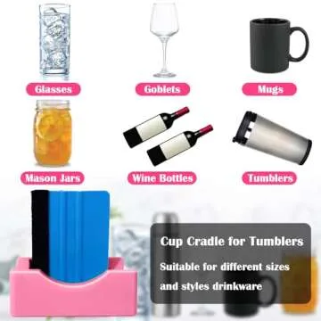 Mity rain Cup Cradle for Tumblers, Sturdy Tumbler Cradle with Felt Squeegee Use to Apply Vinly Decal - Keep Tumblers/Coffee Cups/Glass Cans in Place, Anti-Slip Tumbler Holder for Crafting Pink