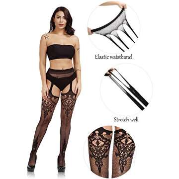 Zhanmai 8 Pairs Women Fishnet Stockings Tights Pantyhose Thigh High Stockings Waist Fishnets