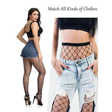 Zhanmai 8 Pairs Women Fishnet Stockings Tights Pantyhose Thigh High Stockings Waist Fishnets