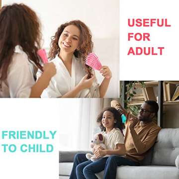 2 Pieces Detangling Brush for Afro America/African Hair Textured 3a to 4c Kinky Wavy/Curly/Coily/Wet/Dry/Oil/Thick/Long Hair, Knots Detangler Easy to Clean (Pink, Green)