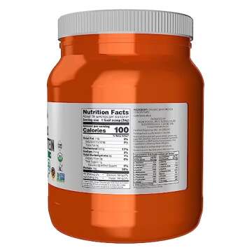 NOW Foods Sports Nutrition, Certified Organic Whey Protein 19 g, Unflavored Powder, 1-Pound