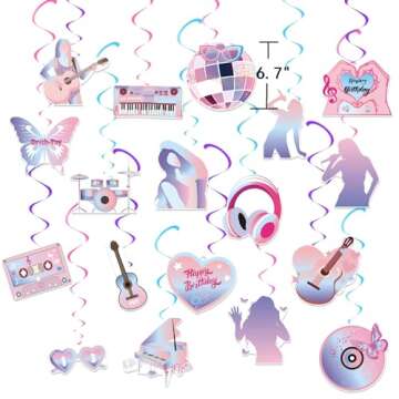 fmsao Music Theme Hanging Swirls - 18 Unique Birthday Decorations