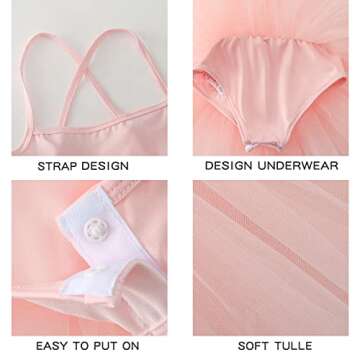 Toddler Girls Ballet Skirted Leotards Strap Tutu Dress Party Costumes for Dance Ballet Pink 2-4t