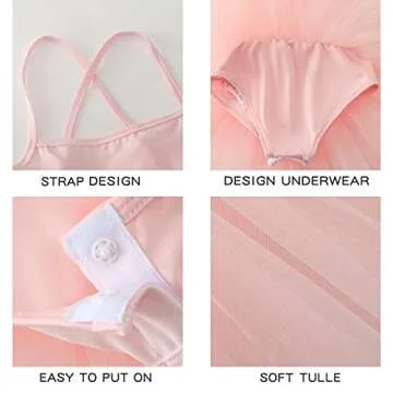 Toddler Girls Ballet Skirted Leotards Strap Tutu Dress Party Costumes for Dance Ballet Pink 2-4t