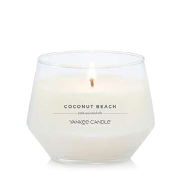 Yankee Candle Studio Medium Candle, Coconut Beach, 10 oz: Long-Lasting, Essential-Oil Scented Soy Wax Blend Candle | 40-65 Hours of Burning Time