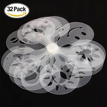 Artistic 32 Pcs Coffee Stencils for Creative Beverages