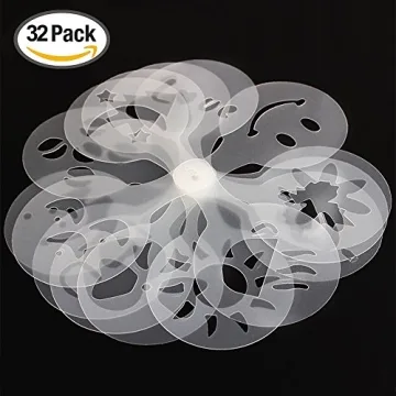 Artistic 32 Pcs Coffee Stencils for Creative Beverages