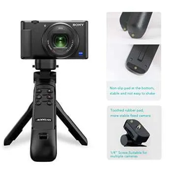 Wireless Camera Remote Control Shooting Grip and Tripod with Remote Shutter Release - Replaces GP-VPT2BT for Sony ZV-1, A7 III, A6400, A7C, A7R IV, A9, RX100 VII, RX0 II - for Travel, Vlogging