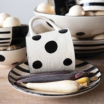 Hand-Painted Whimsical Stoneware Mugs - Set of 2